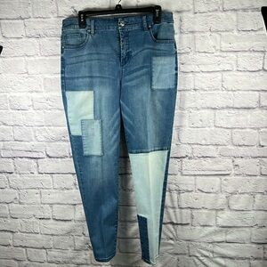 Chico's Slimming Girlfriend Ankle Patchwork Jeans Sz 1.5